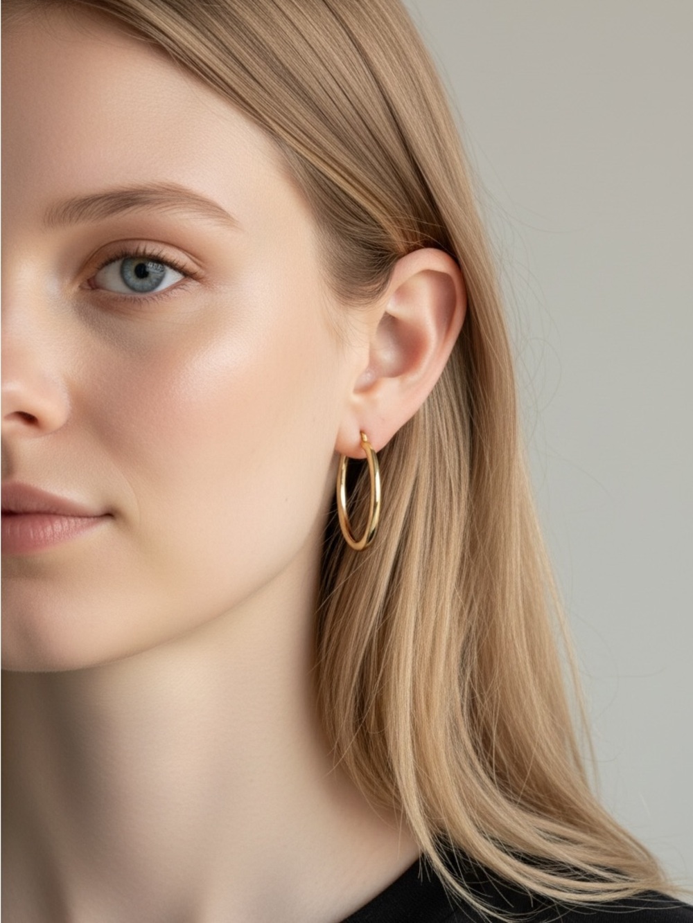 10/16 Elegant Gold Hoop Earrings for Women - Classic Everyday Style